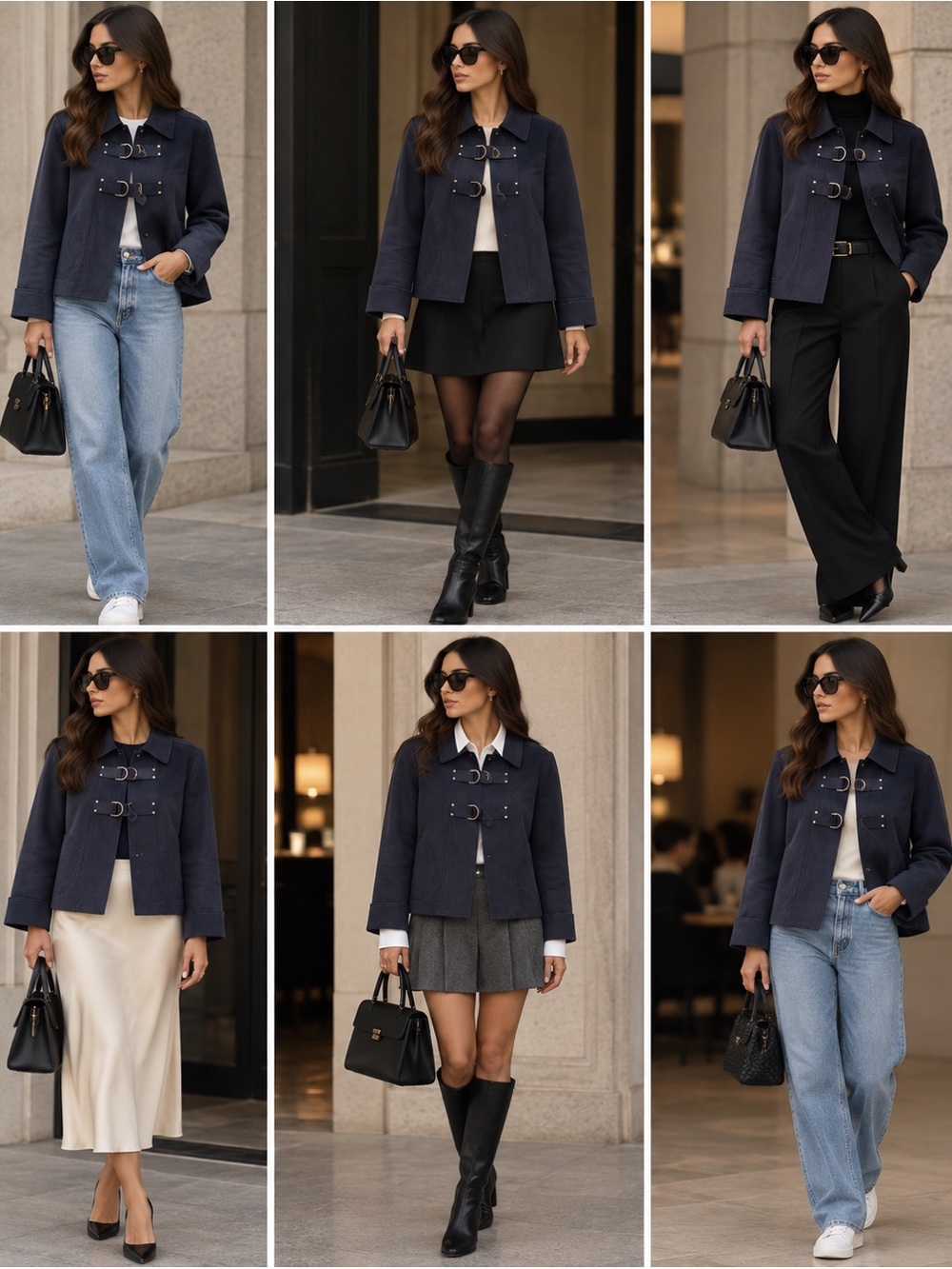 Carolina Herrera Navy Buckle-Front Trench Coat